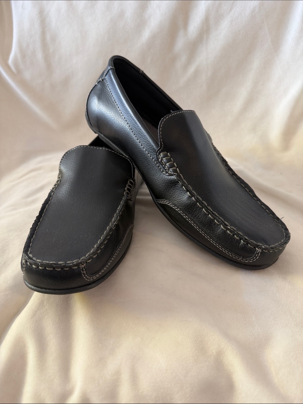 Joseph Abboud Men's Black Leather Slip-On Loafers